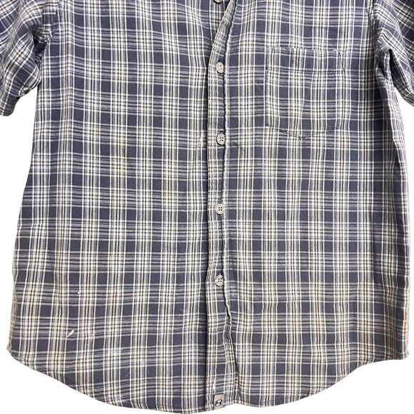 Vintage‎ Anchor Blue Boys Navy Checkered Button Down Dad Shirt - Picture 3 of 5